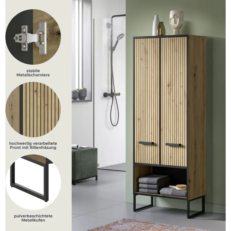 Bagno Hochschrank breit in Artisan Oak Nachbildung – Bild 7