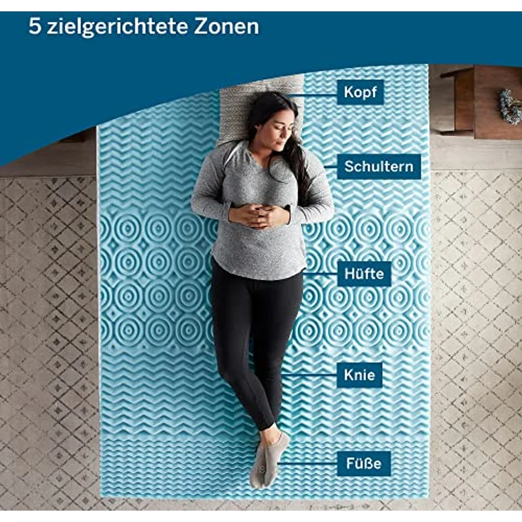 LUCID 5cm Matratzen-Topper mit Zonen und kühlendem Gel-Memory-Foam, 135x190 cm – Bild 4