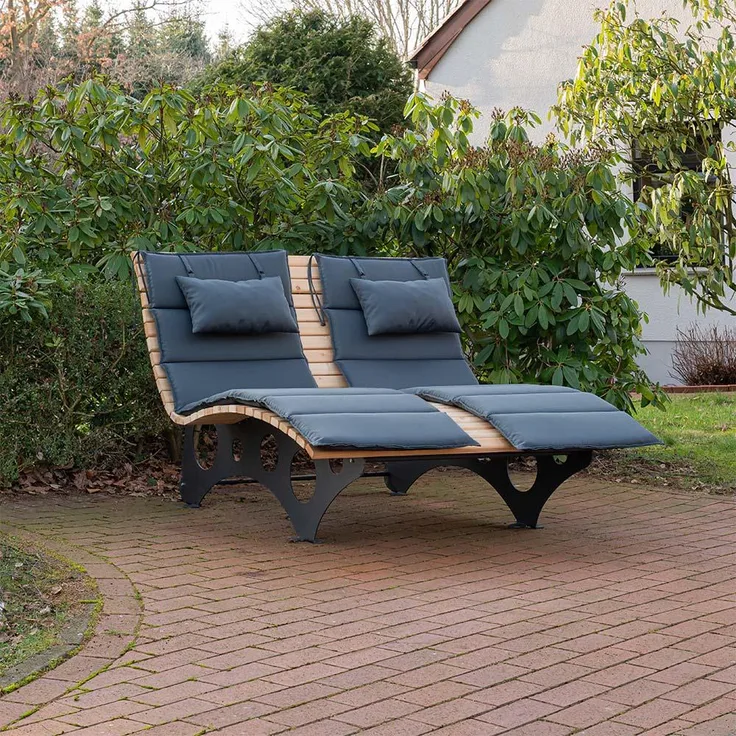 HOME DELUXE Wellenholzliege TAIGA Auflage -