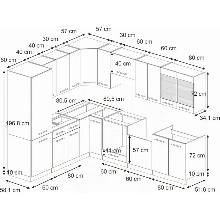 Eckküche Fame-Line Anthrazit-Gold Landhaus/Anthrazit 287 x 227 cm ohne Arbeitsplatte Vicco – Bild 3