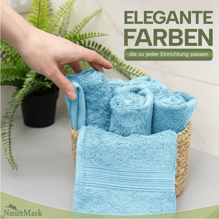 NatureMark Gästehandtuch Gästetuch 500gsm, 100% Baumwolle (12-St), Gästehandtuch Premium Qualität, 30x50cm, Hell blau – Bild 2