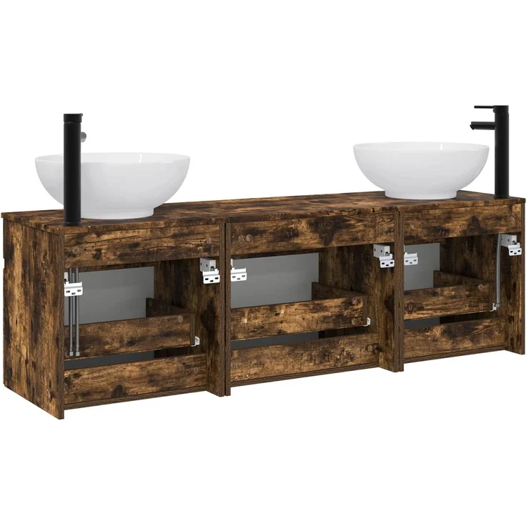 vidaXL Badezimmerschrank-Set 3 stk. Geräucherte Eiche 3405762 – Bild 7