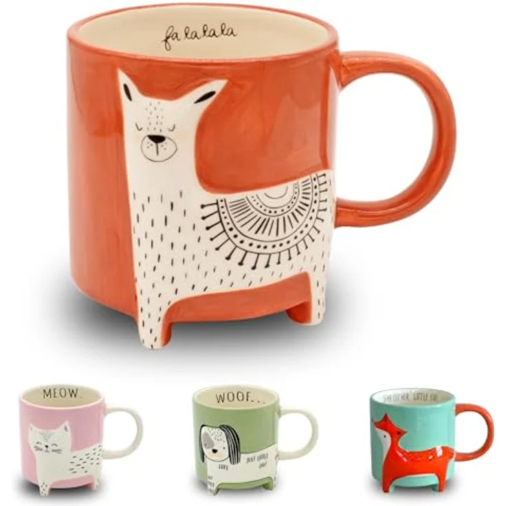 Winkee Becher Cute Animal Kaffeebecher Lama, Keramik – Bild 2