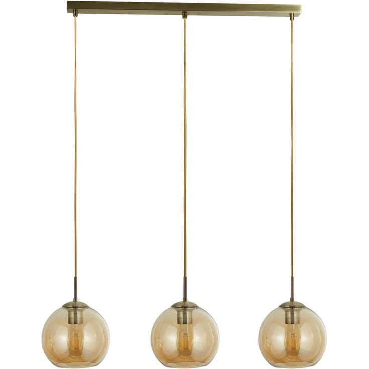 XXXL Hängeleuchte Balls, Messing, höhenverstellbare Pendelleuchte aus Metall und Glas, 20x150x86 cm