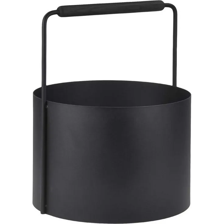 blomus 'ASHI' Holzkorb, Stahl schwarz, 34.8 x 45.2 x 37.1 cm, geschlossener Boden