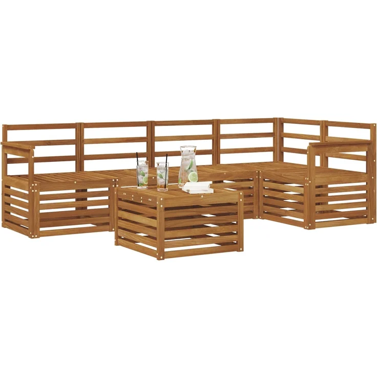 vidaXL Outdoor-Sofagarnitur 6 stk. 5-Sitzer Natur Massivholz Akazie 3374834 – Bild 3