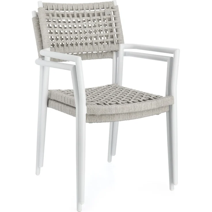 Gartenstuhl Caleta aus Aluminium, modern stapelbar, hellgrau weiß, Outdoor geeignet – Bild 8
