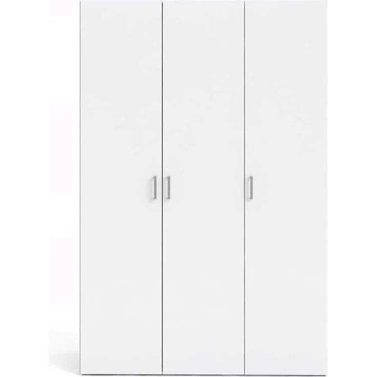 Tvilum Kleiderschrank mit drei Flügeltüren mit vier Innenböden und Kleiderstange, Farbe Weiß, Maße 115 x 175 x 49 cm – Bild 4