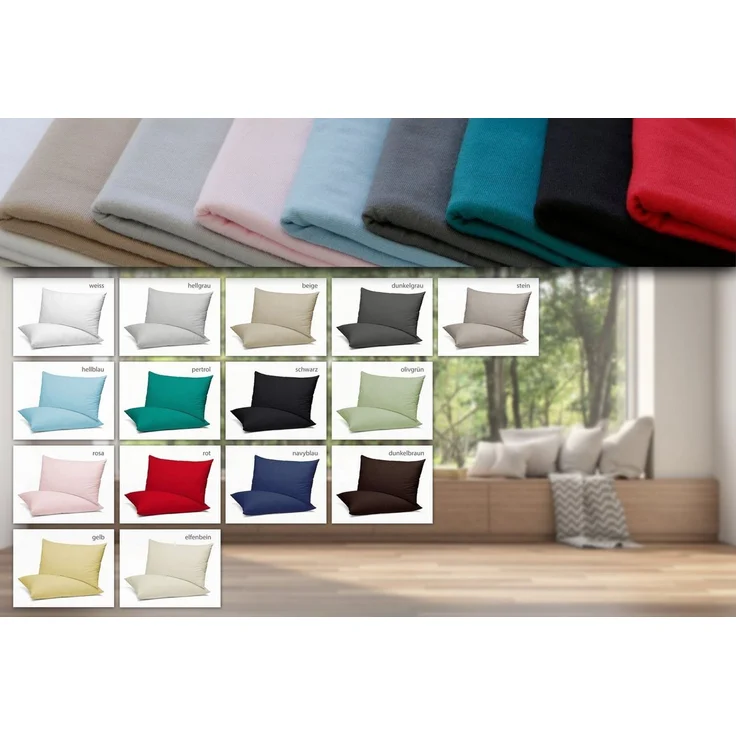 Beautex Kissenhüllen 2er Set Kissenbezug, Kissenhülle aus Baumwolle, Premium Jersey 160g/m², (2 Stück) – Bild 3