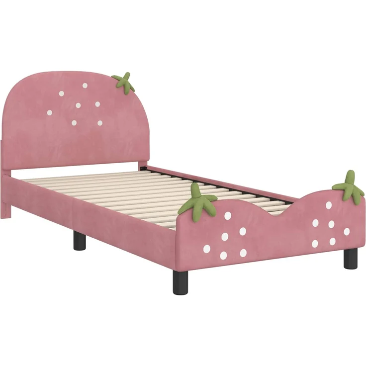 vidaXL Kinderbettgestell mit Kopfteil Rosa 80 x 200 cm Samt 42011076 – Bild 3