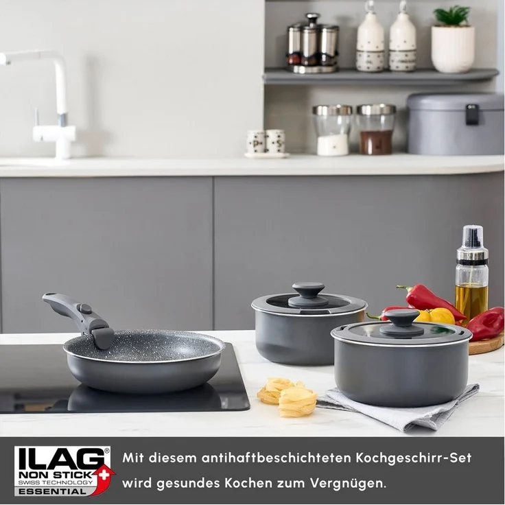 Karaca Topf-Set Karaca Comfort Keramik Kochgeschirrset, 6-teilig, PFAS-frei, Schwarz – Bild 1