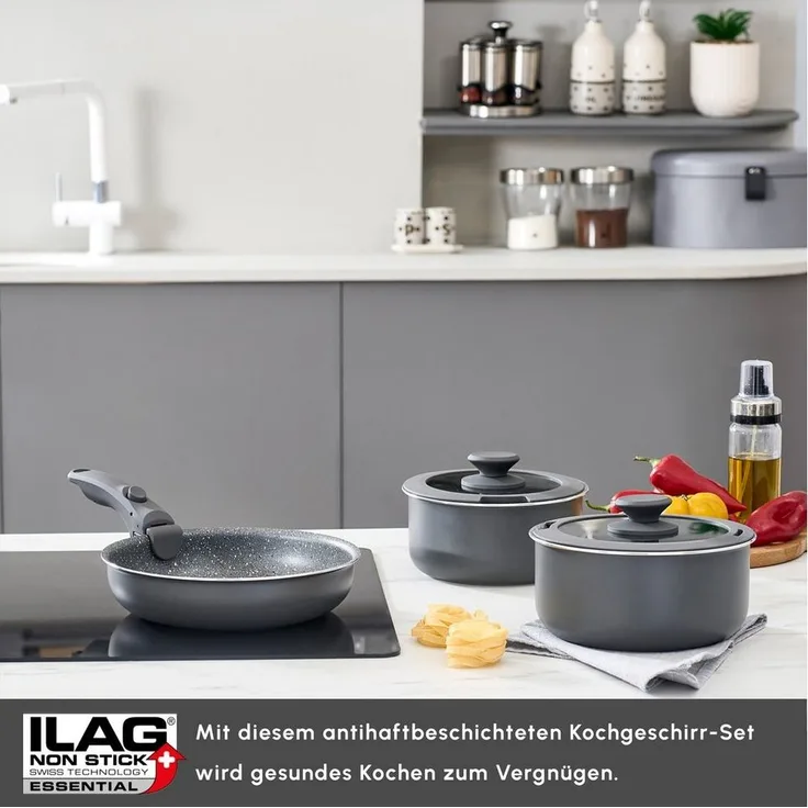 Karaca Topf-Set Karaca Comfort Keramik Kochgeschirrset, 6-teilig, PFAS-frei, Schwarz