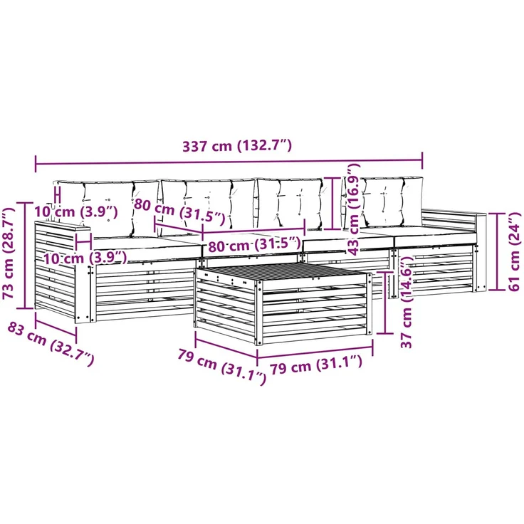 vidaXL Outdoor-Sofagarnitur 5 Stk. Weiß und Anthrazit 3390012 – Bild 8