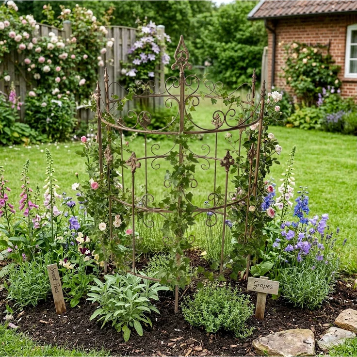 Rankgitter HUGO 2er Set - 73 x 33 x 123 cm, Metall, Braun | Rankhilfe Kletterpflanzen Gartendekoration – Bild 3