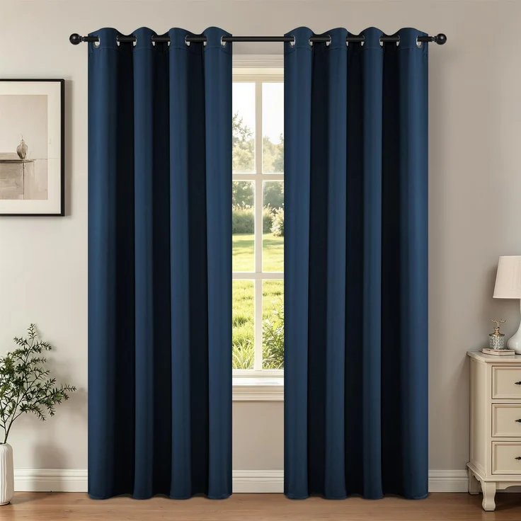 Joydeco Verdunkelungsvorhänge, 2 Paneele, thermische Isolierung, Raumverdunkelung, mit Ösen, für Wohnzimmer, Schlafzimmer, Fenster, Länge ca. 215 cm