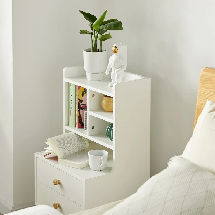 SoBuy FBT100-W Nachttisch, MDF, Melamin, Weiß, 43 x 81 x 36 cm – Bild 8