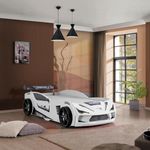 Aileenstore Autobett Rio, Kinderbett 90 x 200 cm, inkl. Lattenrost, Heckspoiler LED-Beleuchtung