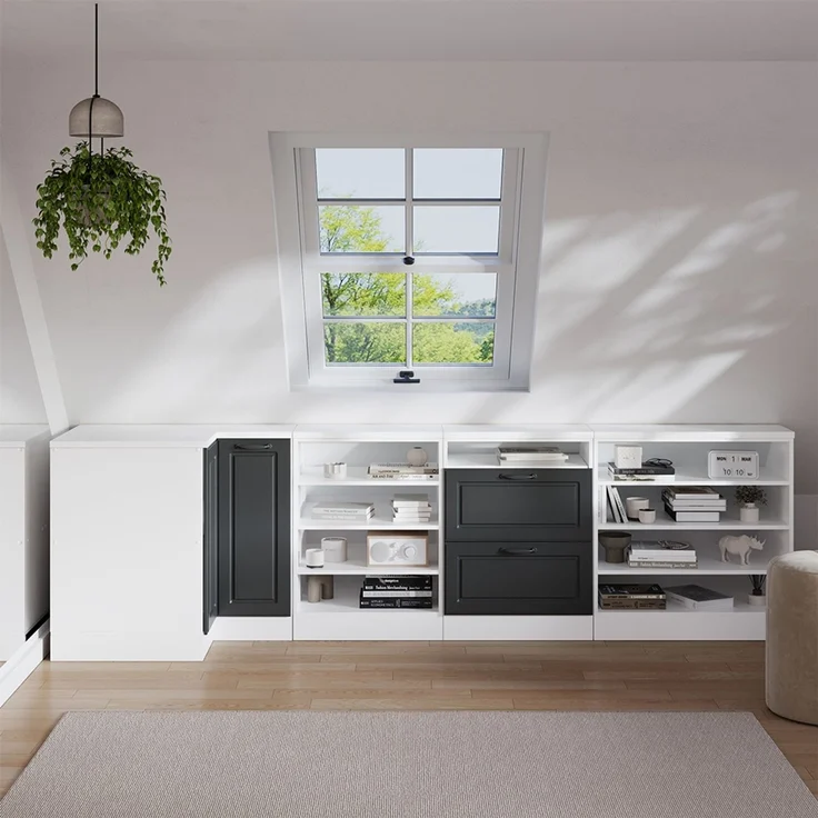 Dachschrägenschrank Eckschrank Rion Anthrazit Landhaus 75.6 x 81.6 cm mit 1 Tür, Schrankkorpus 60 cm Tiefe Vicco – Bild 3