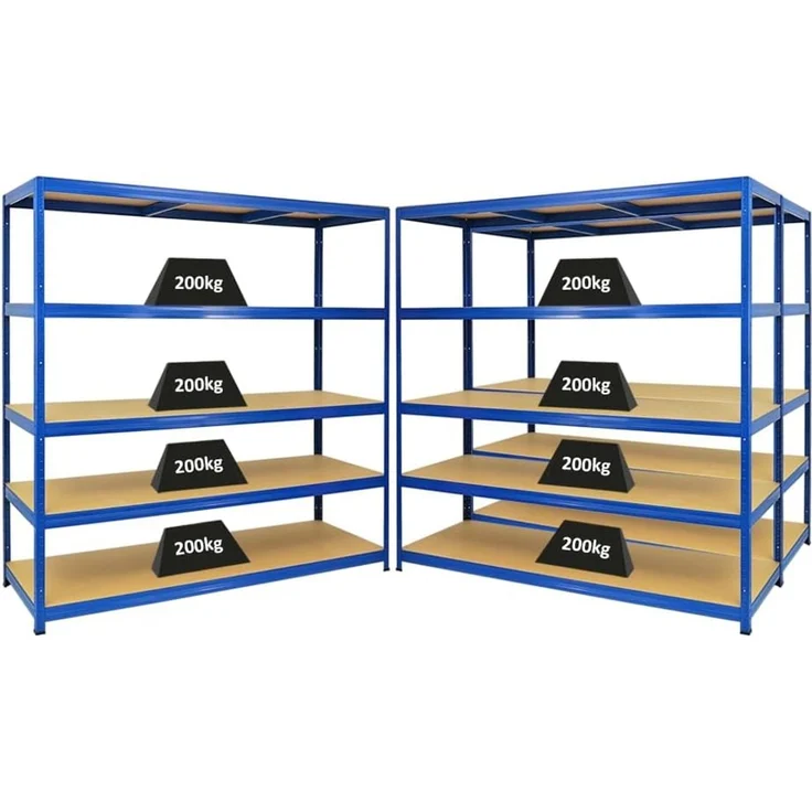 PROREGAL Mega Deal 3er-Set Schwerlastregal Giant Elephant 180 x 180 x 60 cm mit 5 Ebenen Fachlast 200kg Blau, Kellerregal, Steckregal, Garagenregal, Lagerregal