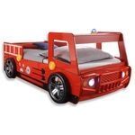 Feuerwehrbett "Fire" Autobett Kinderbett 90x200 Hochglanz mit LED Leuchte