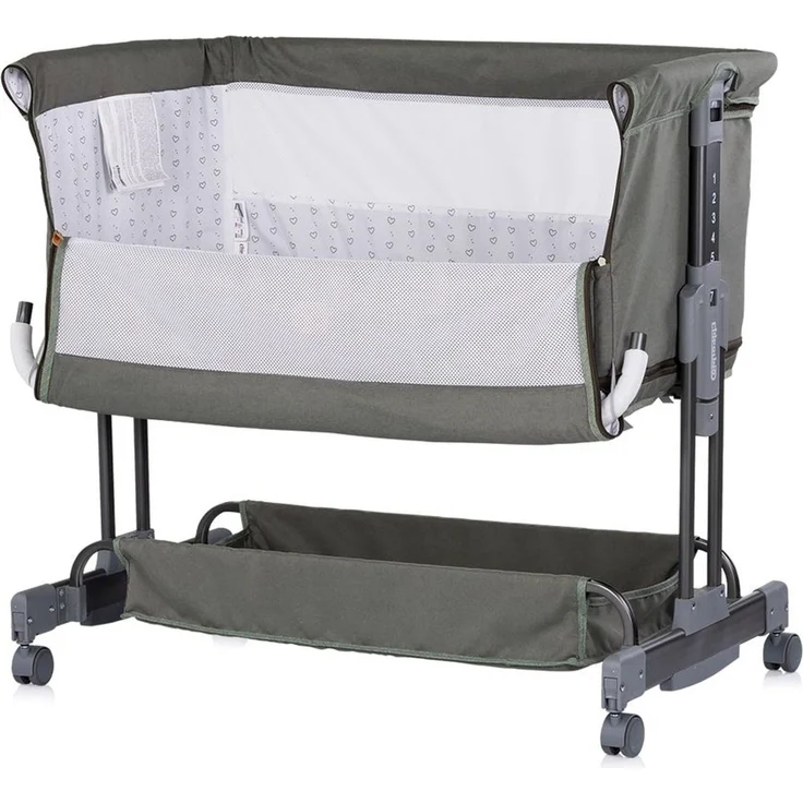 Chipolino Beistellbett Zen 2 in 1 Babybett Schaukelfunktion 7 Höhen Moskitonetz grün – Bild 3