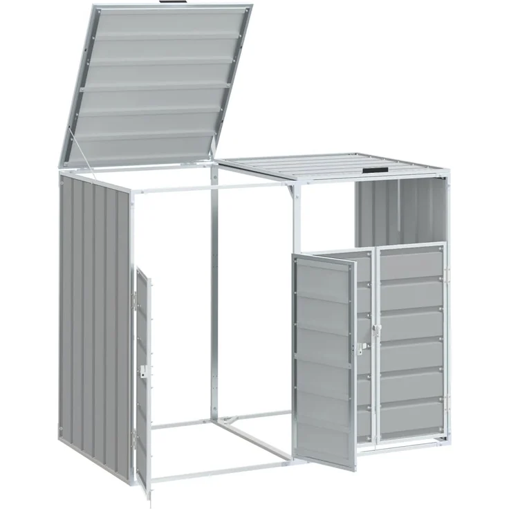 vidaXL Mülltonnenbox für 2 Tonnen Grau 144x81x113 cm Stahl 4006176 – Bild 3