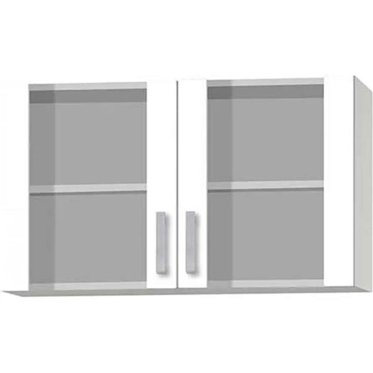 Vitrinen-Oberschrank Optimal / Opti-Kult, Holzwerkstoff, Kunststoff, Weiß, 100 x 58 x 35 cm
