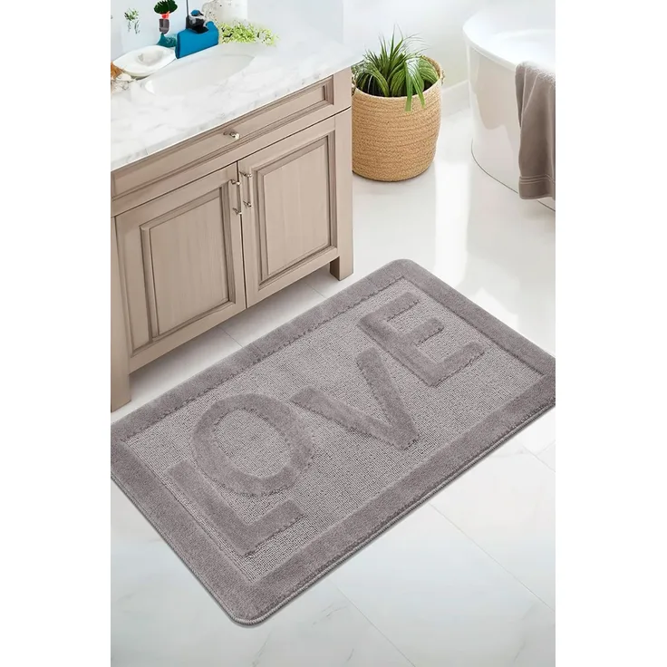 Mijolnir 'Love - Grey' Badematte, Grau, 60 x 100 cm