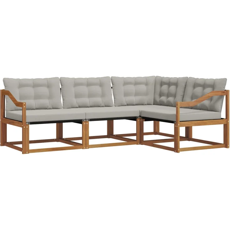vidaXL Outdoor-Sofagarnitur 4 stk. 4-Sitzer Natur und Hellgrau 3369418 – Bild 2