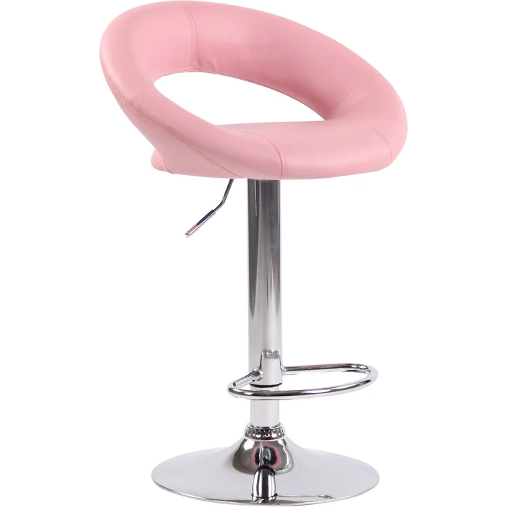 2er Set Barhocker MEKIM - Kunstleder Pink 53x47x80 cm Silber | Barstuhl Höhenverstellbar Mit Lehne Drehbar Tresenhocker Tresenstuhl Kneipenhocker – Bild 2