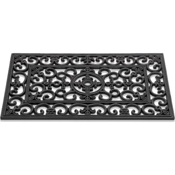 matches21 HOME & HOBBY Fußmatte Fussabtreter Gusseisen-Optik floral als Outdoor Gummi-Matte, rechteckig, Höhe: 12 mm, Wetterfeste 40x60 cm Aussen-Bereich Türmatte als Schmutzfangmatte