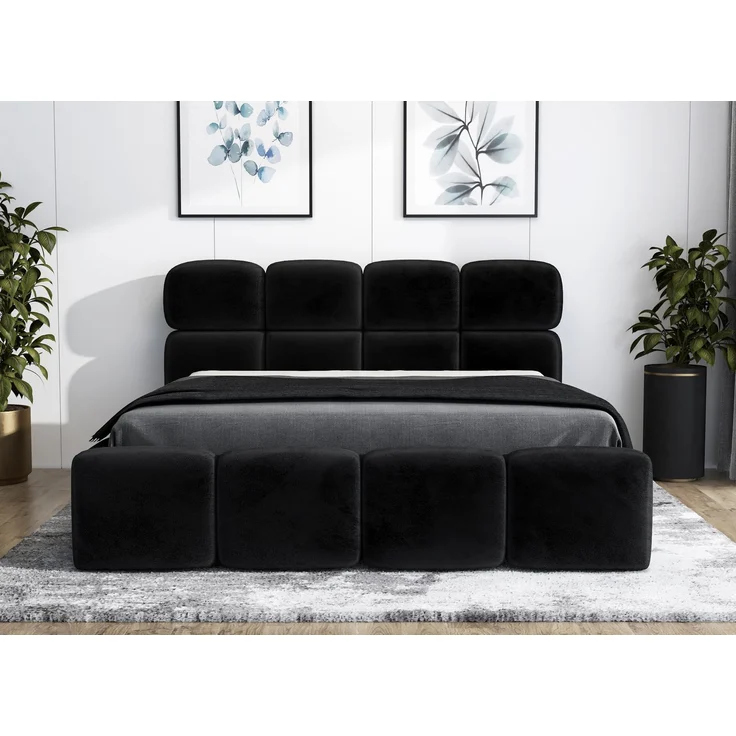 Polsterbett MONAKO 120x200 ohne Matratze mit Bettkasten und Lattenrost. Farbe: Schwarz 20 – Bild 2