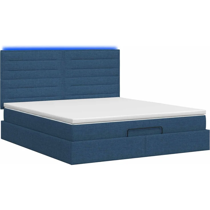 vidaXL Ottoman-Bett mit Matratze und LED Blau 160 x 200 cm Stoff 3458006 – Bild 9