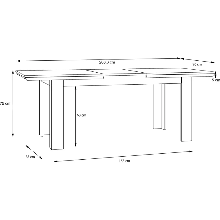FORTE Iloppa Esstisch ausziehbar, Holzwerkstoff, Grau/Weiß, 160 x 75 x 90 cm – Bild 6