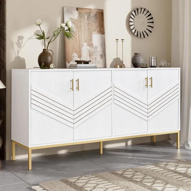 Sideboard 160/40/80.5 cm, Mehrzweckschrank mit Türen, Aufbewahrungsschrank, Küchenbuffet, Küchenschrank – Bild 3