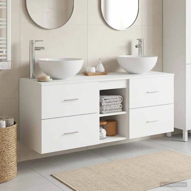 vidaXL Badezimmerschrank-Set 3 stk. Weiß 129 x 35 x 80 cm 3405787 – Bild 1