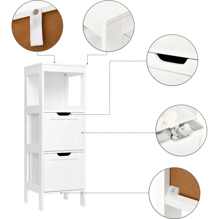 Mondeer Badkommode Badezimmerschrank, Aufbewahrungsschrank, 30x30x89cm, weiß – Bild 3
