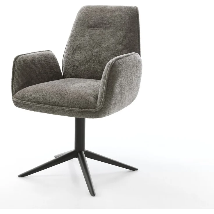 Drehstuhl Zoa-Flex Bouclé Soft Schlamm Fußkreuz Schwarz 360° drehbar Wippfunktion Taschenfederkern – Bild 1