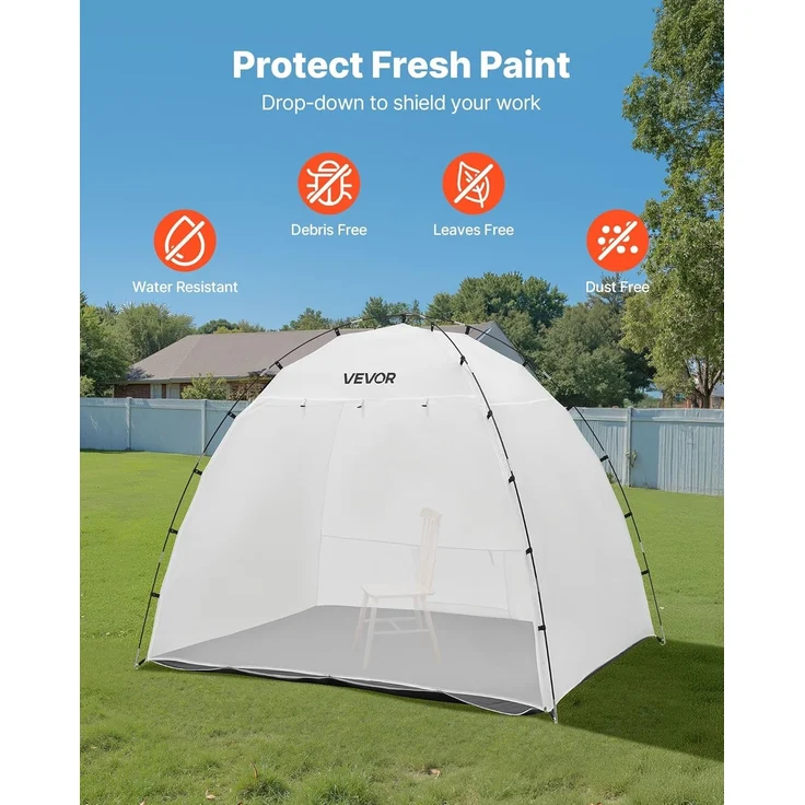 VEVOR tragbares Lackierkabinenzelt (233 x 172 x 190 cm Arbeitsbereich) Sprühfarbenzelt für Sprühmalerei, wasserfeste Farbkabine mit integriertem Boden & aufrollbarer Tür für Schränke Stühle Tische – Bild 5