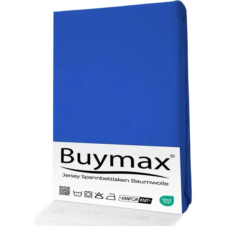 Buymax® Spannbettlaken 160x200 cm Baumwolle 100% Spannbetttuch Bettlaken Jersey, Matratzenhöhe bis 25 cm, Farbe Dunkelblau