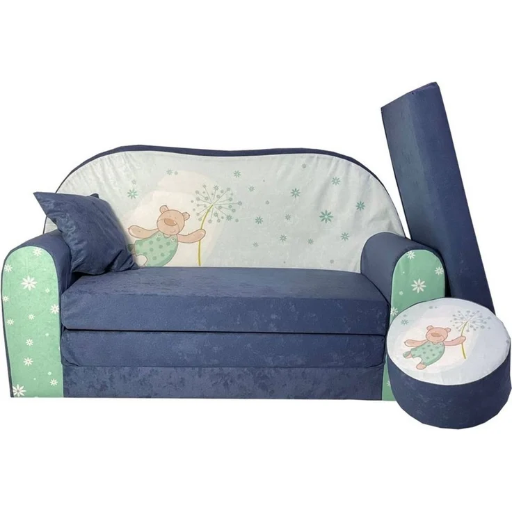 FORTISLINE Kindersitzgruppe Kindersofa Kindercouch Aufklappen Bettfunktion + Hocker W319 – Bild 1