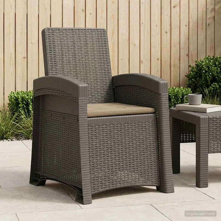 vidaXL Liegesessel Garten Rattan-Optik Hellgrau und Taupe PP 8012014 – Bild 1