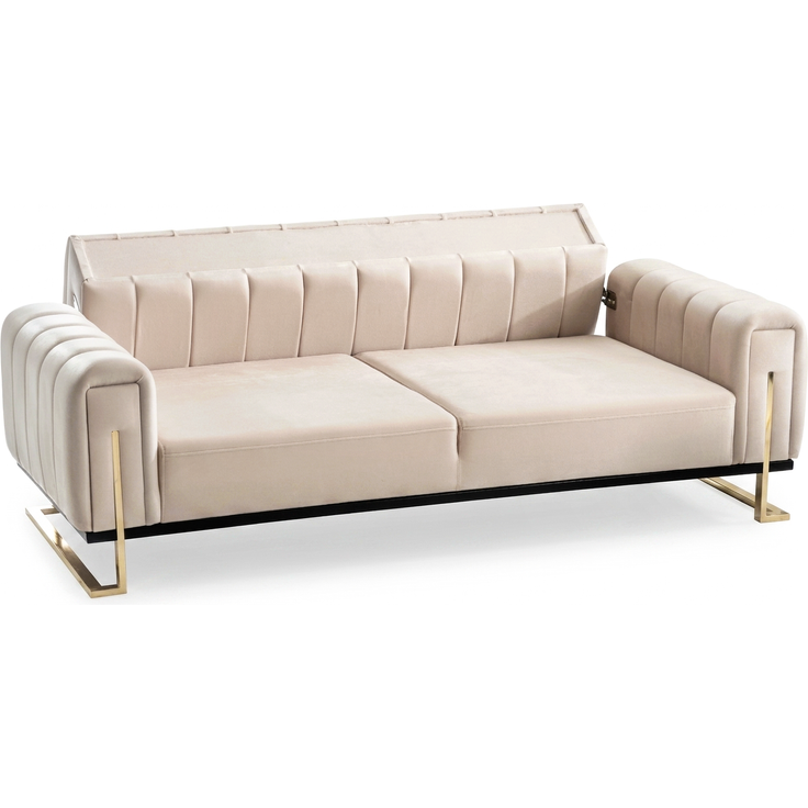 Sitzgruppe/Sofa Set - Wohnzimmergarnitur "Elara" 3+3+1-Beige/Grau – Bild 4