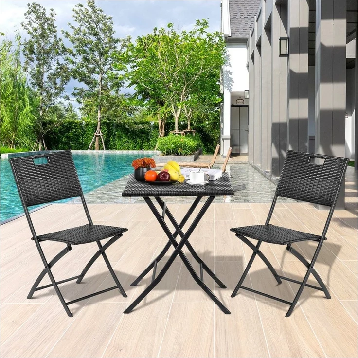 TLGREEN Balkonset Gartentisch- und Stuhlset, Gartenmöbel Set 3-teilige,Klappbar mit 2 Stühle und Tisch – Bild 1