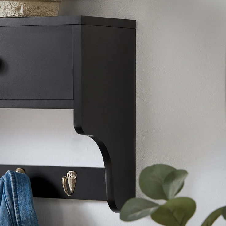 SoBuy FRG178-SCH Wandgarderobe, MDF, Lackiert, Schwarz, 60 x 27 x 15 cm – Bild 4