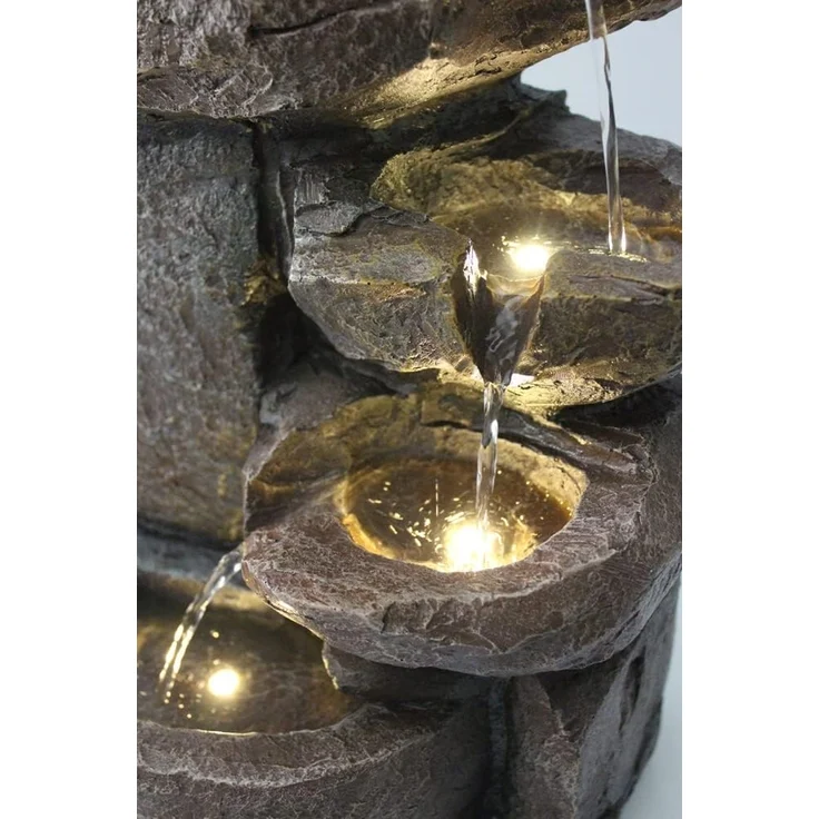 Arnusa Gartenbrunnen Zimmerbrunnen BK851 Springbrunnen Wasserfall Kaskade, Komplettset mit LED Beleuchtung 50 cm Höhe – Bild 6