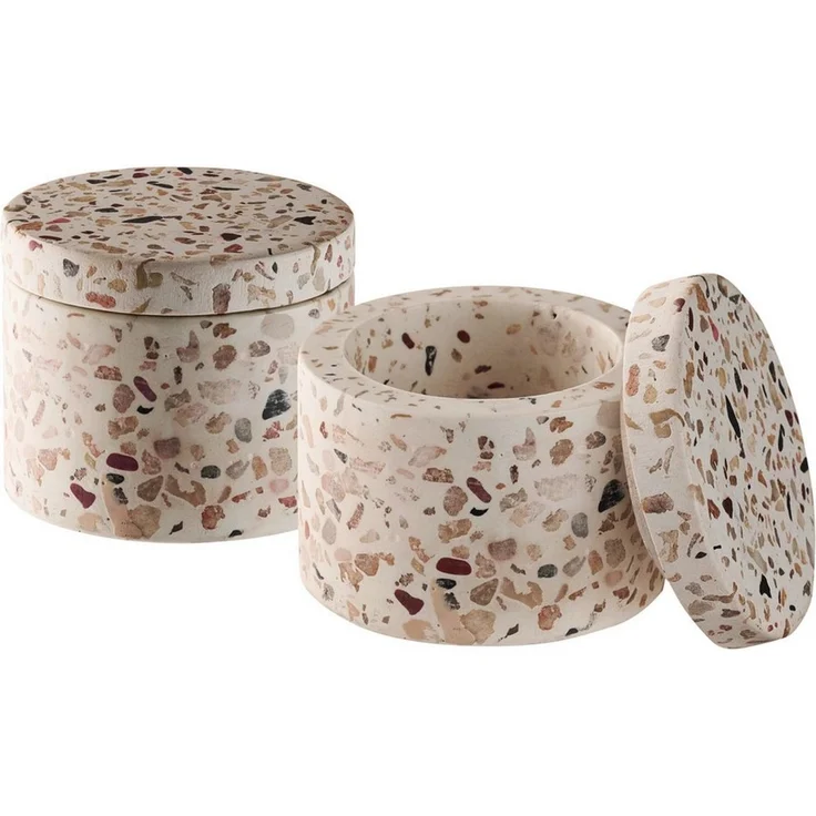 APS Butterdose 2er Set TERRAZZO, Steinzeug, (Set, 2-tlg), Beton, Ø 6 cm, H: 5 cm, 40 ml, Unikat – Bild 1