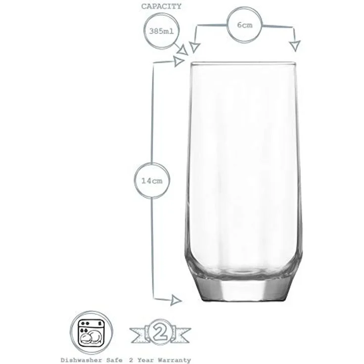 LAV Diamond Highball-Gläser, 6-teilig, 385 ml – Stil trifft Funktionalität – Bild 3