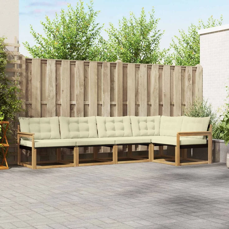 vidaXL Outdoor-Sofagarnitur 5 stk. Weiß und Creme 3388676 – Bild 1