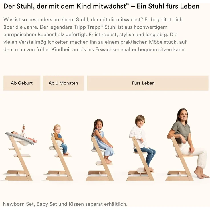 Stokke 'Tripp Trapp' Hochstuhl, Sunflower Yellow, höhenverstellbar, Buche massiv, bis 136 kg – Bild 5